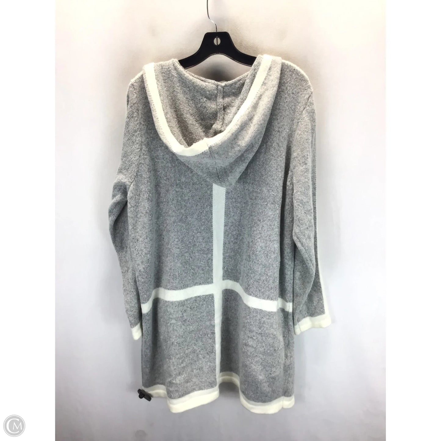 Sweater Cardigan By Ashley Stewart In Grey & White, Size: 2x