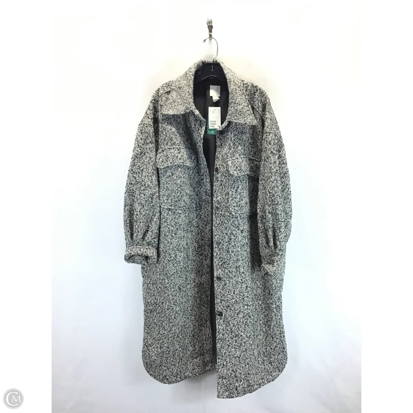 Coat Peacoat By H&m In Black & White, Size: Xxl