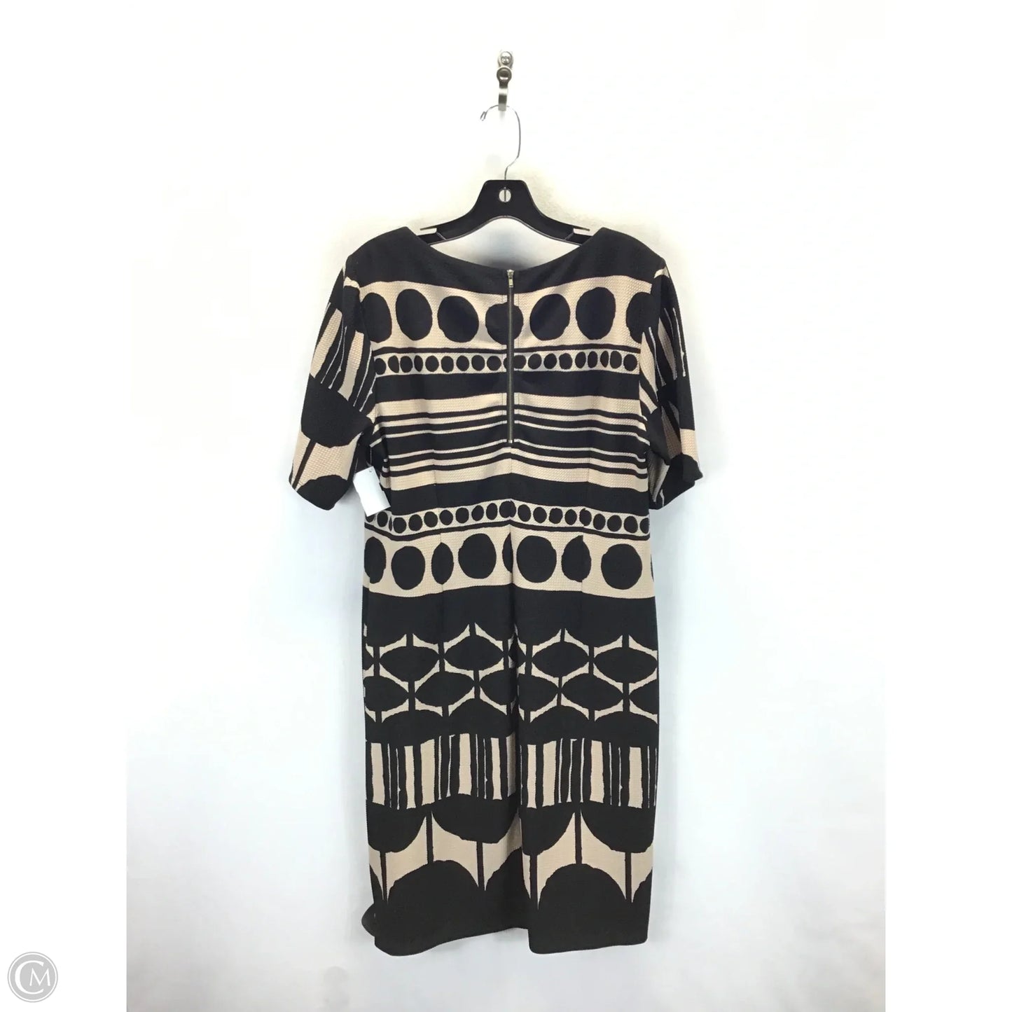 Dress Casual Midi By Clothes Mentor In Black & Tan, Size: 16