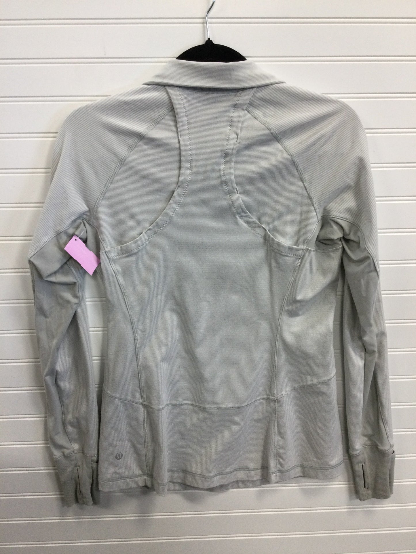 Athletic Top Ls Collar By Lululemon In Grey & White, Size:8