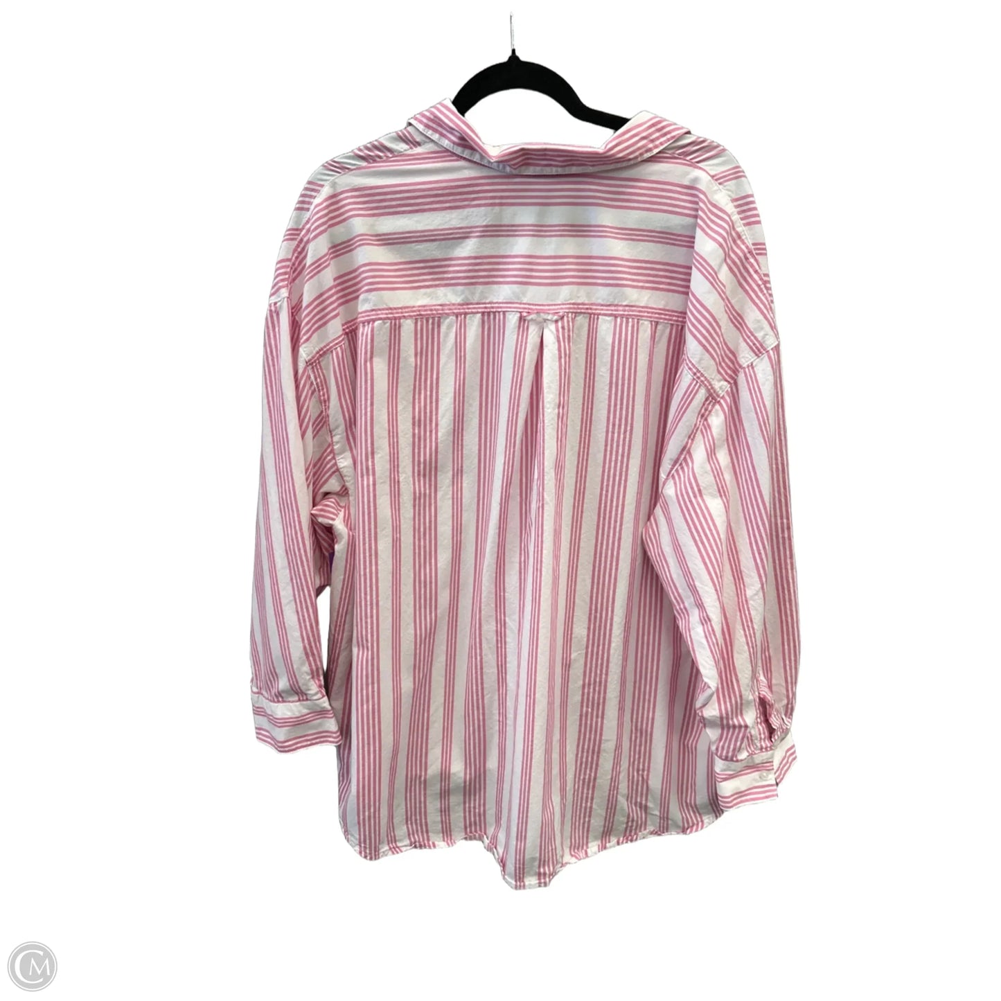 Top Long Sleeve By Old Navy In Pink & White, Size: Xl