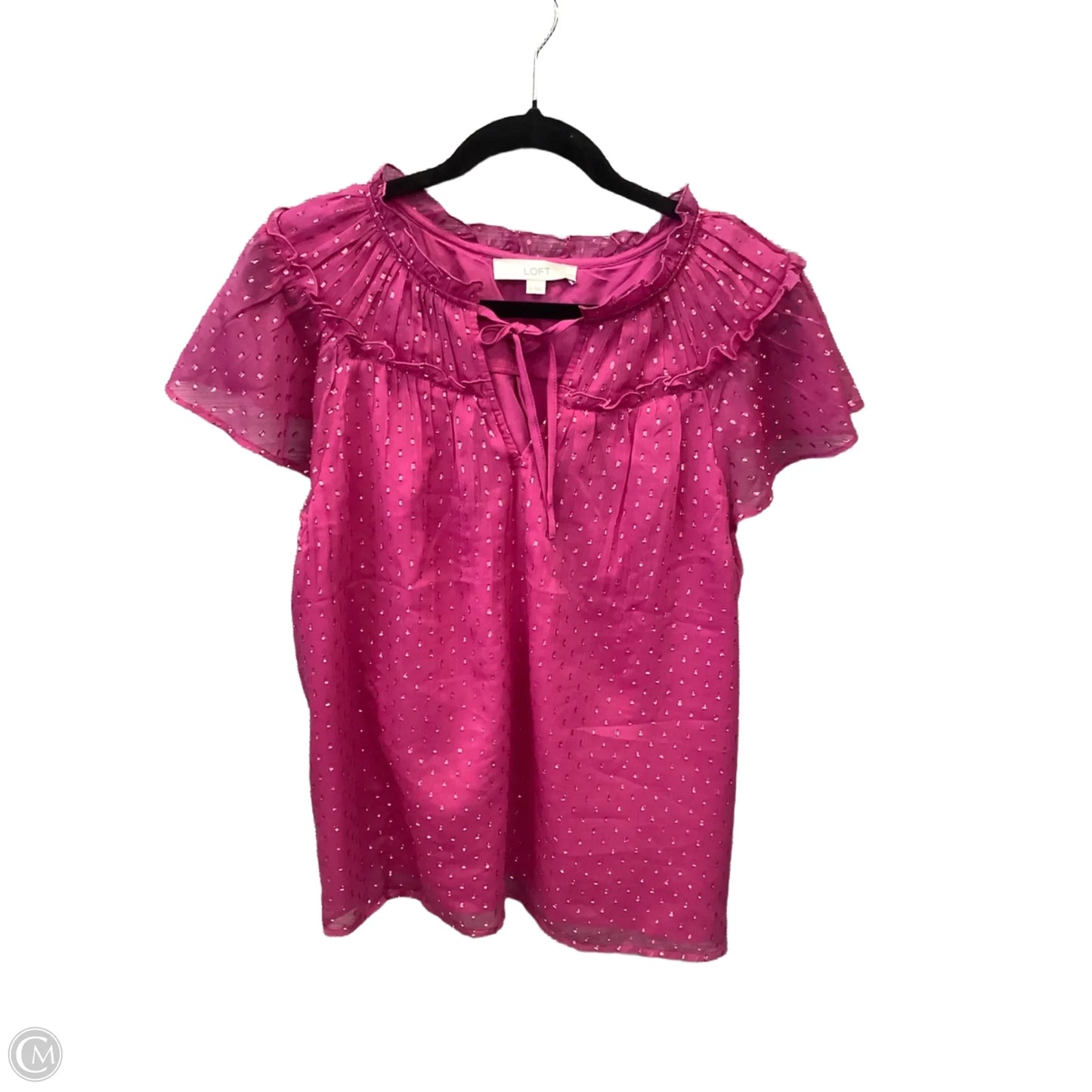 Blouse Short Sleeve By Loft In Pink, Size: Xl