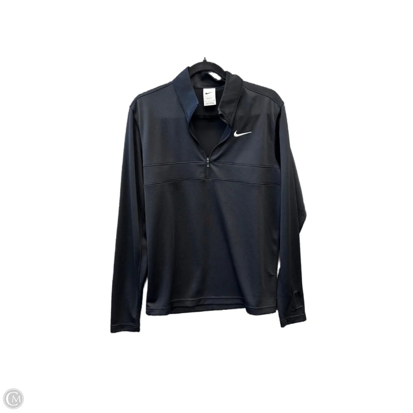 Athletic Top Long Sleeve Collar By Nike Apparel In Black, Size: S