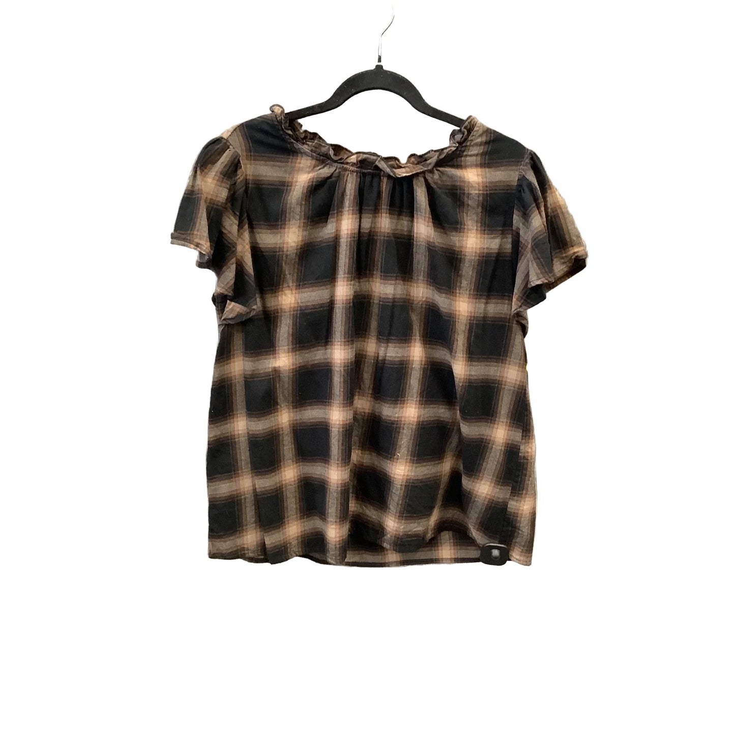 Top Short Sleeve By Time And Tru In Black & Brown, Size: L
