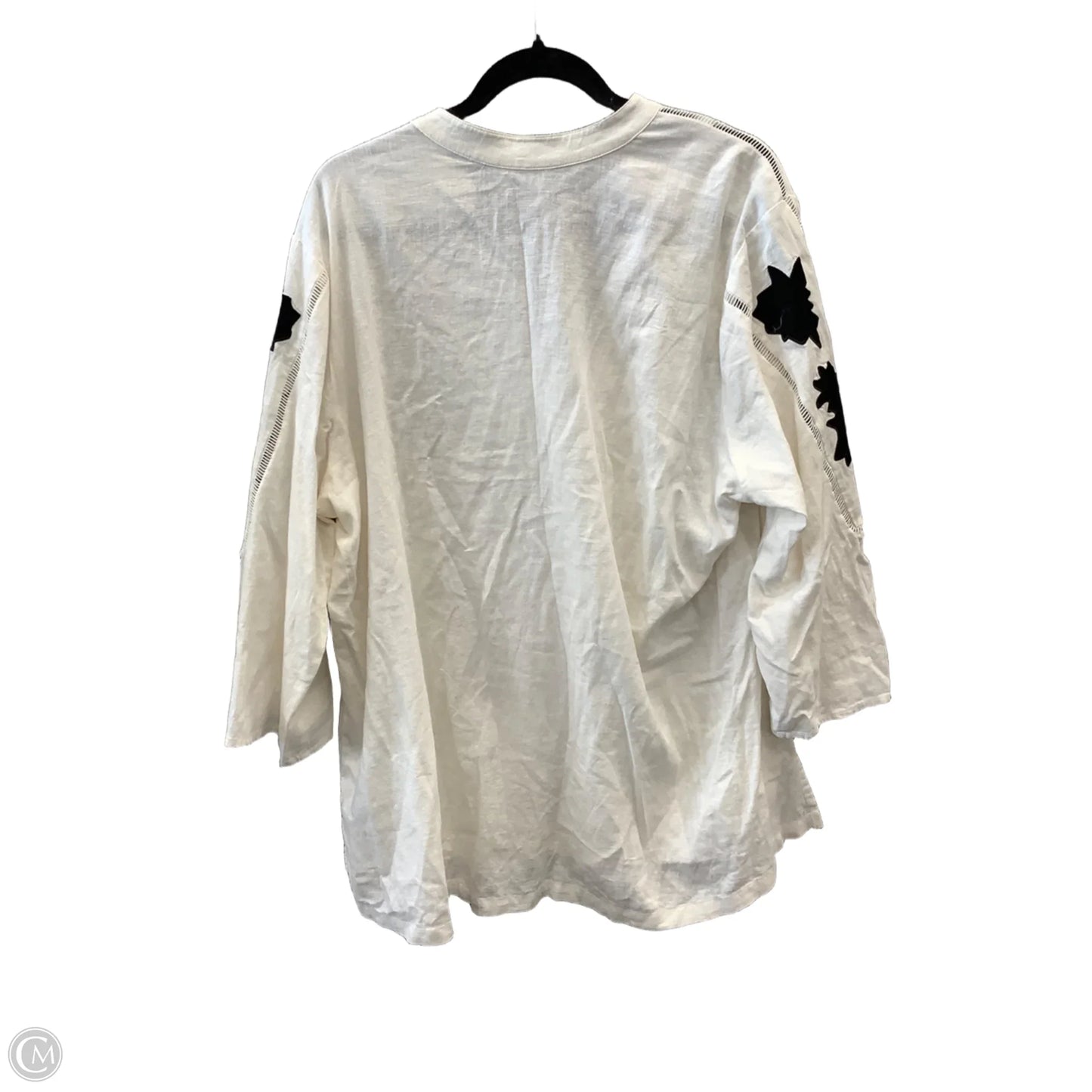 Blouse Long Sleeve By Market & Spruce In Black & Cream, Size: 3x