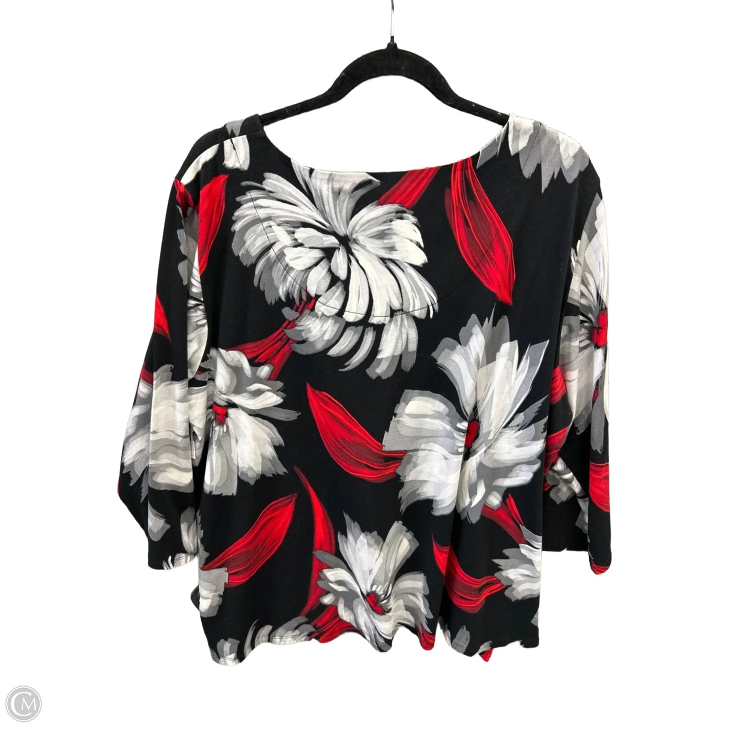 Blouse 3/4 Sleeve By Alfred Dunner In Black & Red, Size: Xl