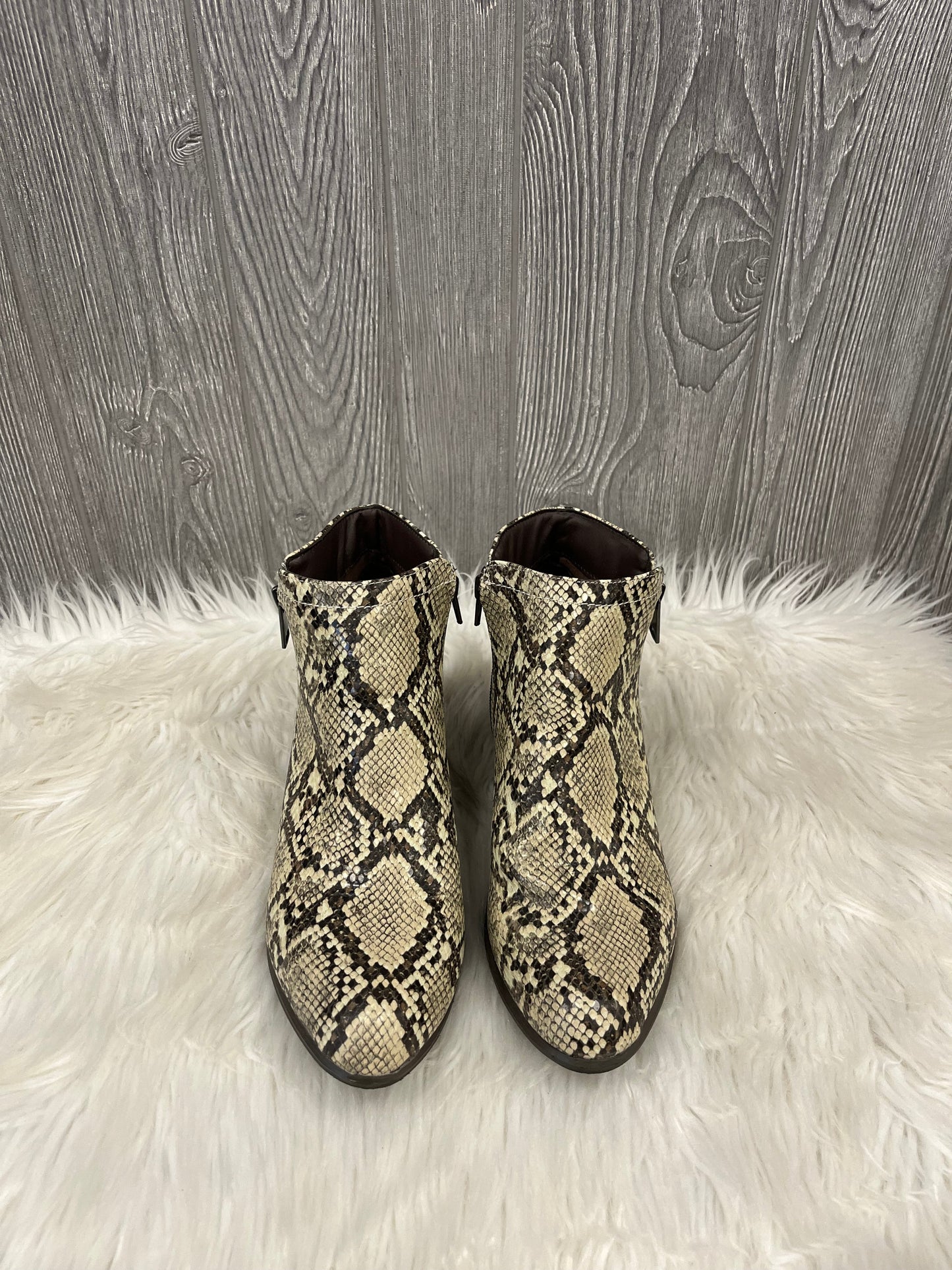 Boots Ankle Heels By Esprit In Animal Print, Size: 8.5