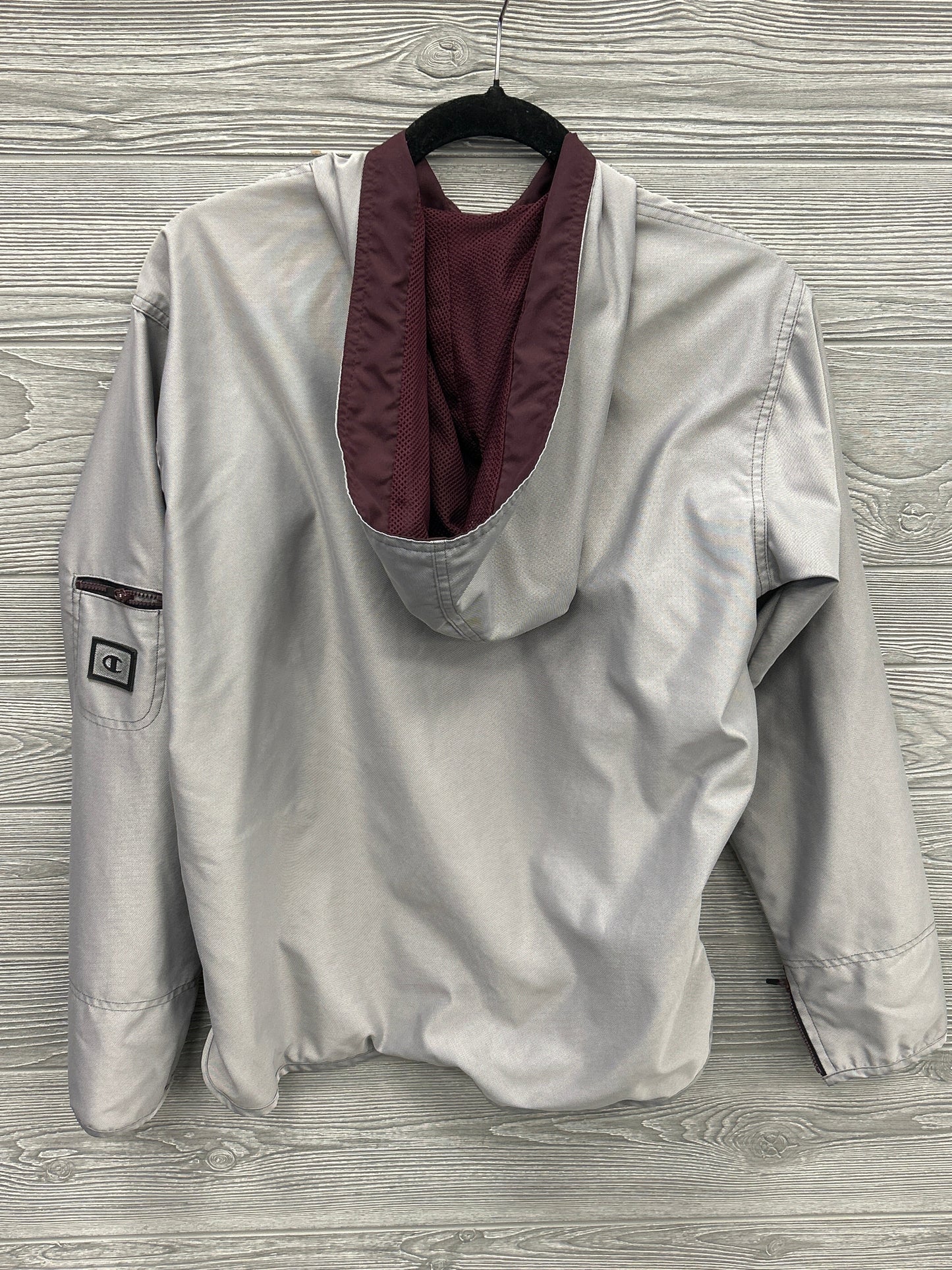 Jacket Windbreaker By Champion In Grey & Purple, Size: M