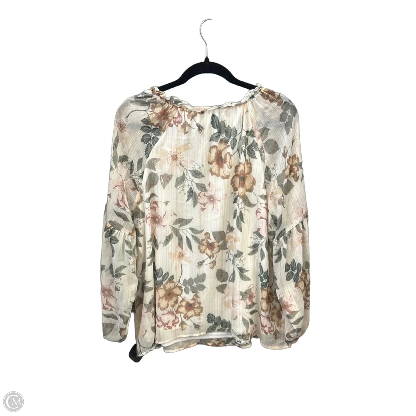 Top Long Sleeve By A Love Story In Cream, Size: 1x