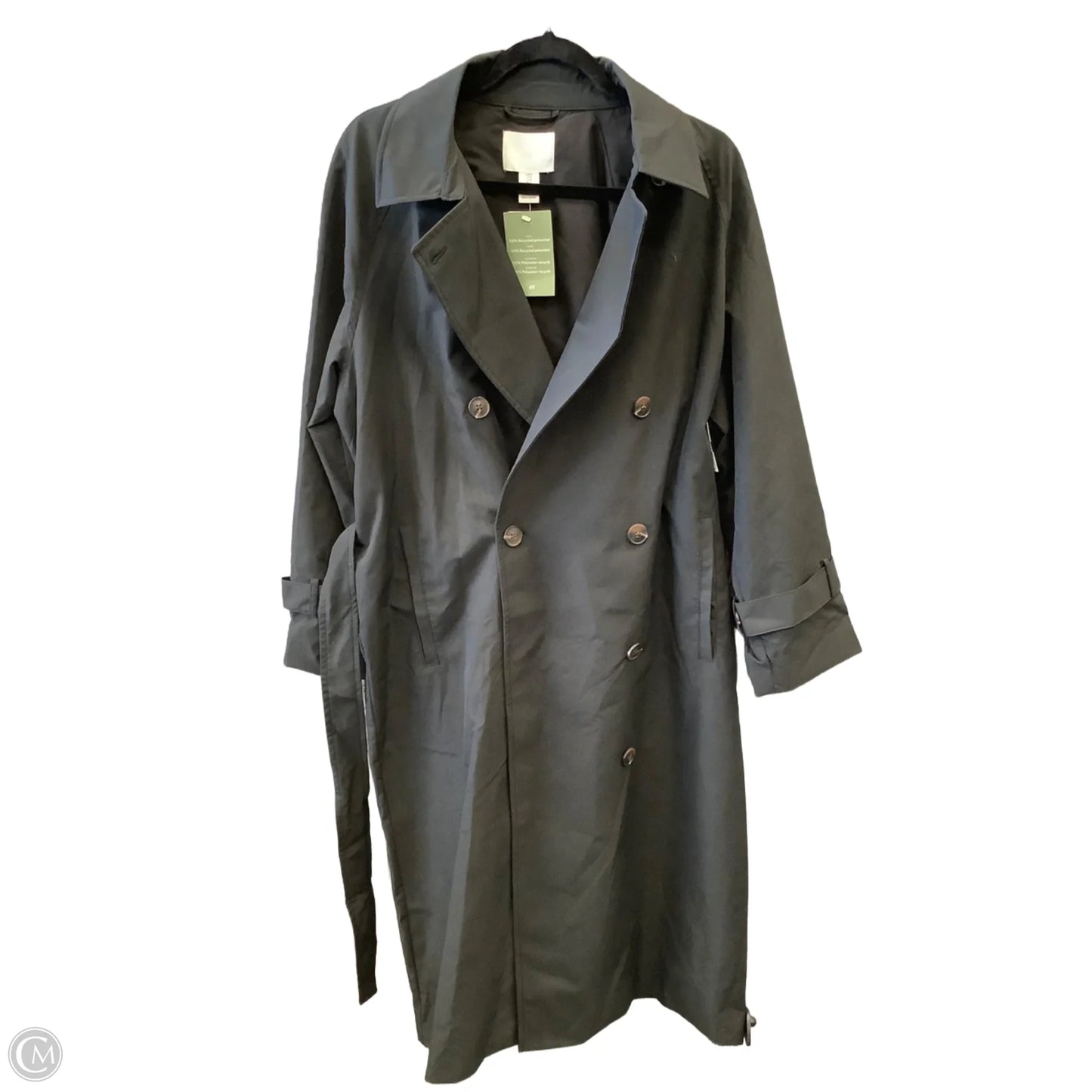 Coat Trench Coat By H&m In Black, Size: M