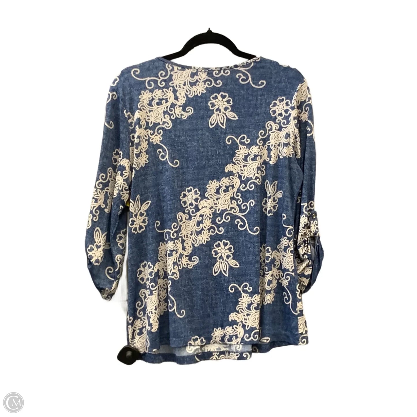 Top Long Sleeve By Perseption Concept In Blue, Size: L