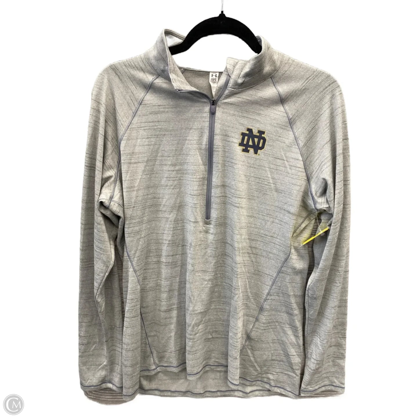 Athletic Top Long Sleeve Collar By Under Armour In Grey, Size: L