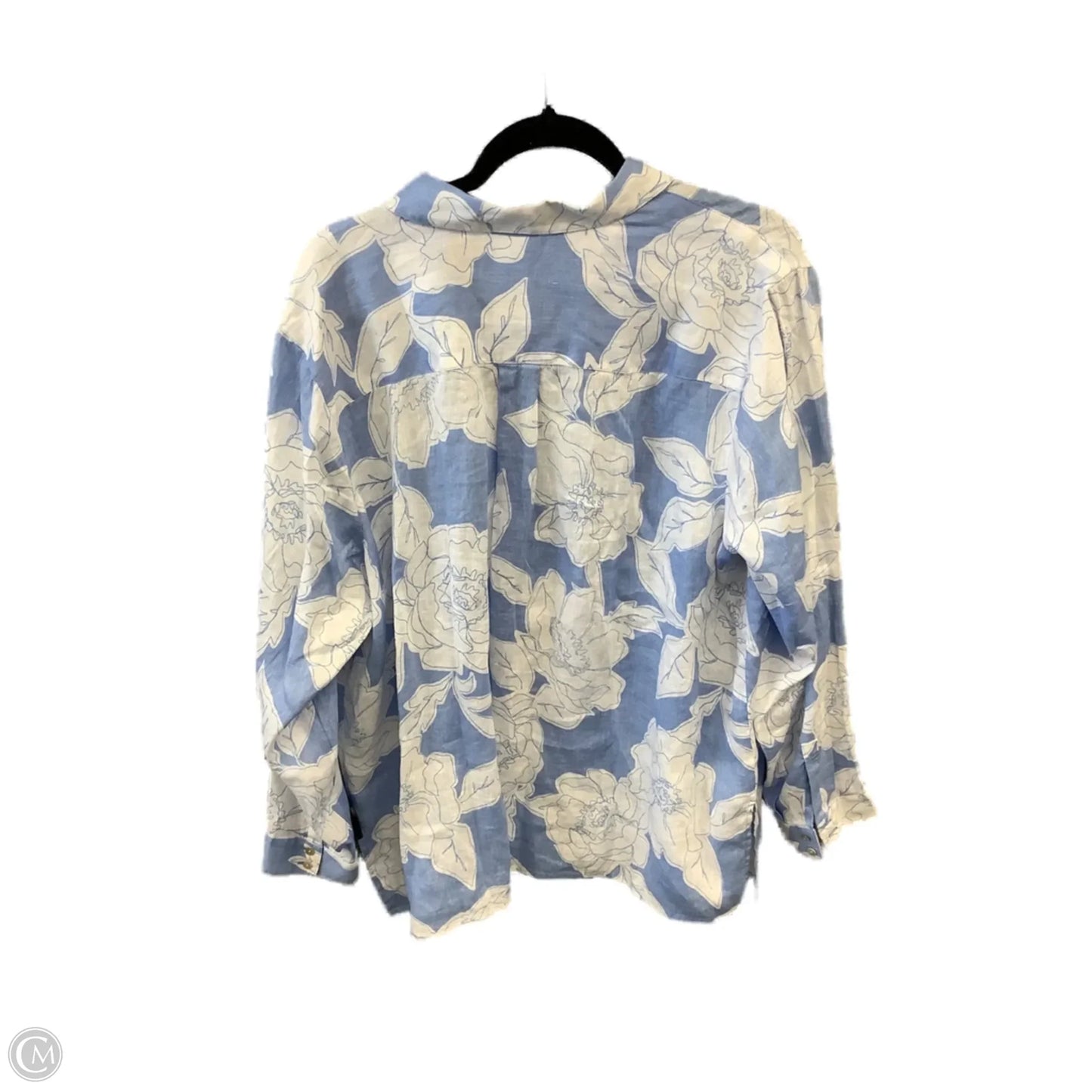 Top Long Sleeve By J. Jill In Blue & White, Size: 2x