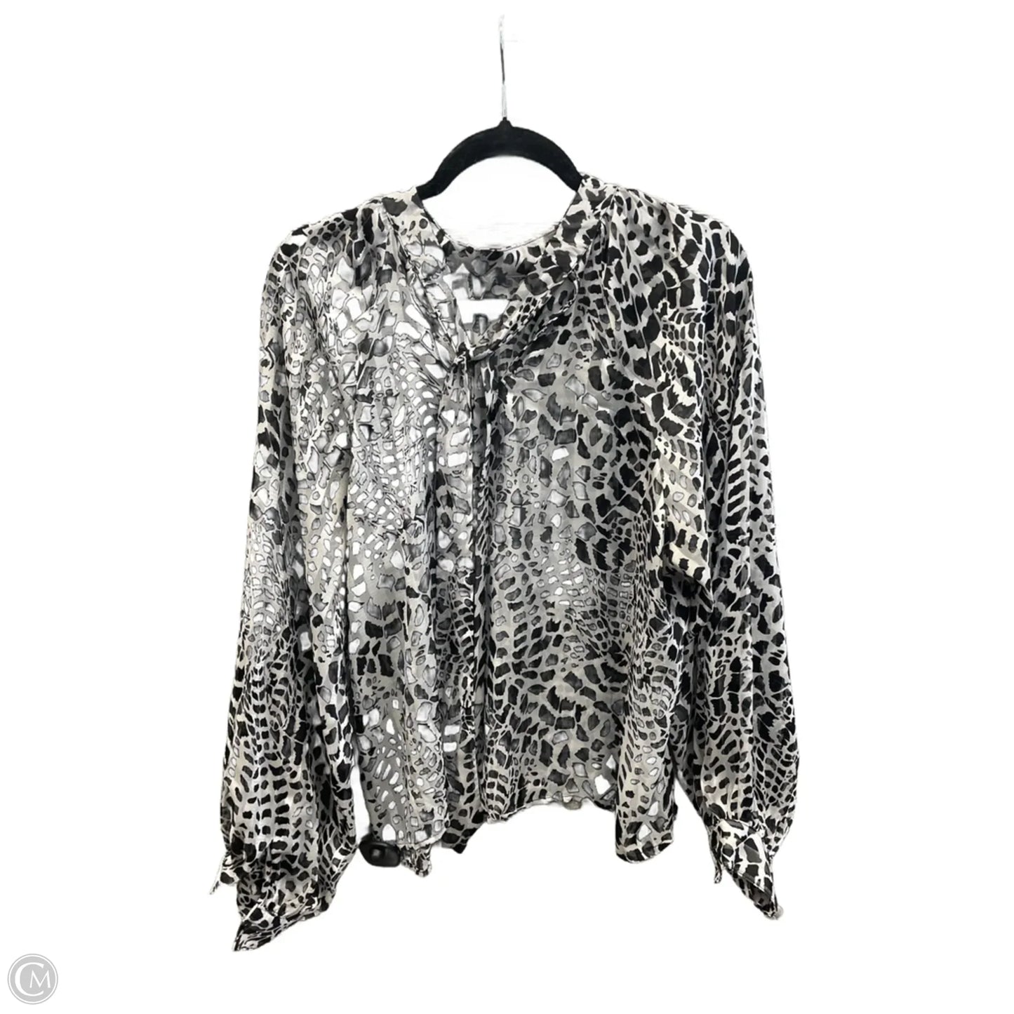 Blouse Long Sleeve By Fashion Nova In Black & White, Size: L