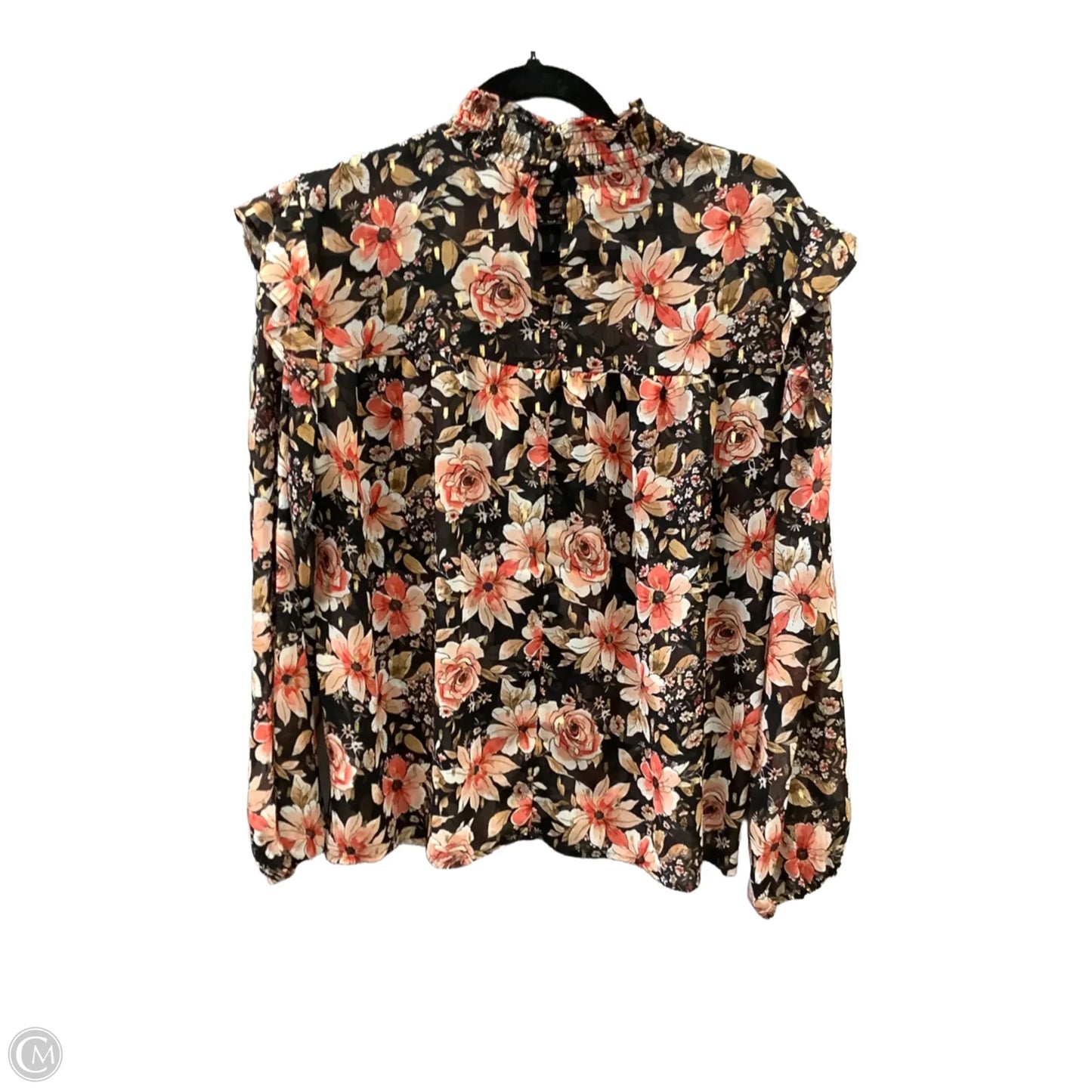 Top Long Sleeve By Maurices In Floral Print, Size: L
