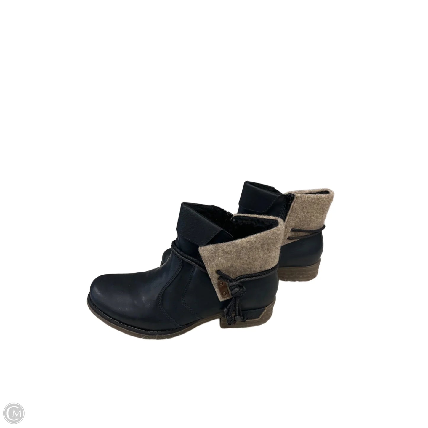 Boots Ankle Heels By Riekers In Black & Brown, Size: 9.5