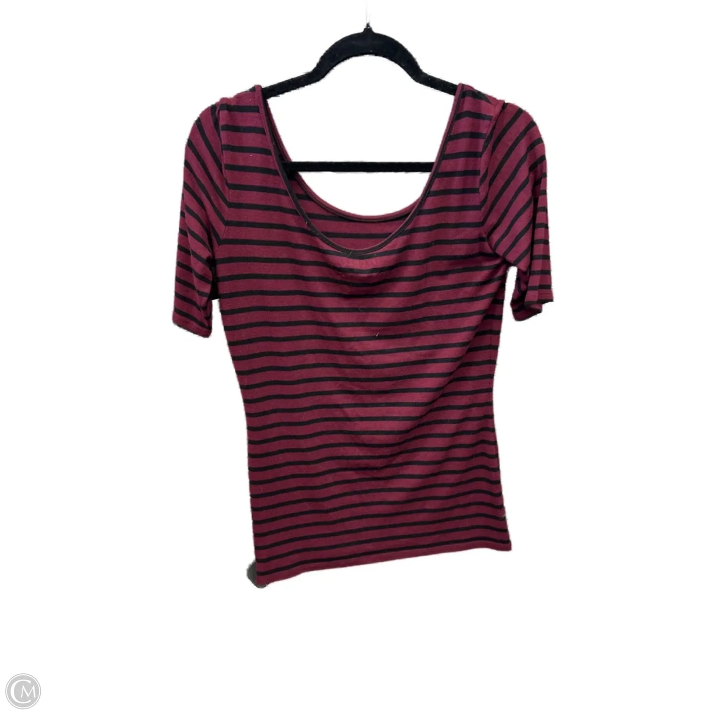 Top Short Sleeve By Decree In Striped Pattern, Size: L