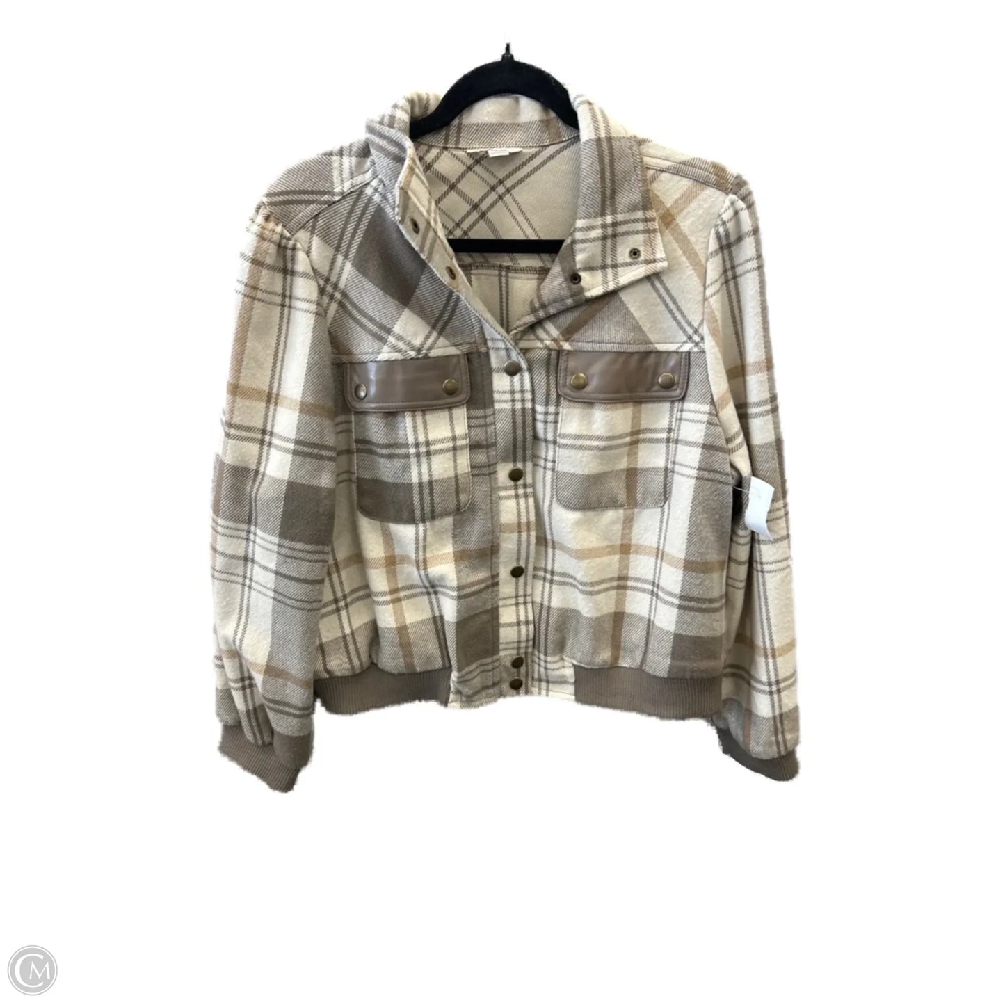 Jacket Shirt By Cato In Plaid Pattern, Size: L