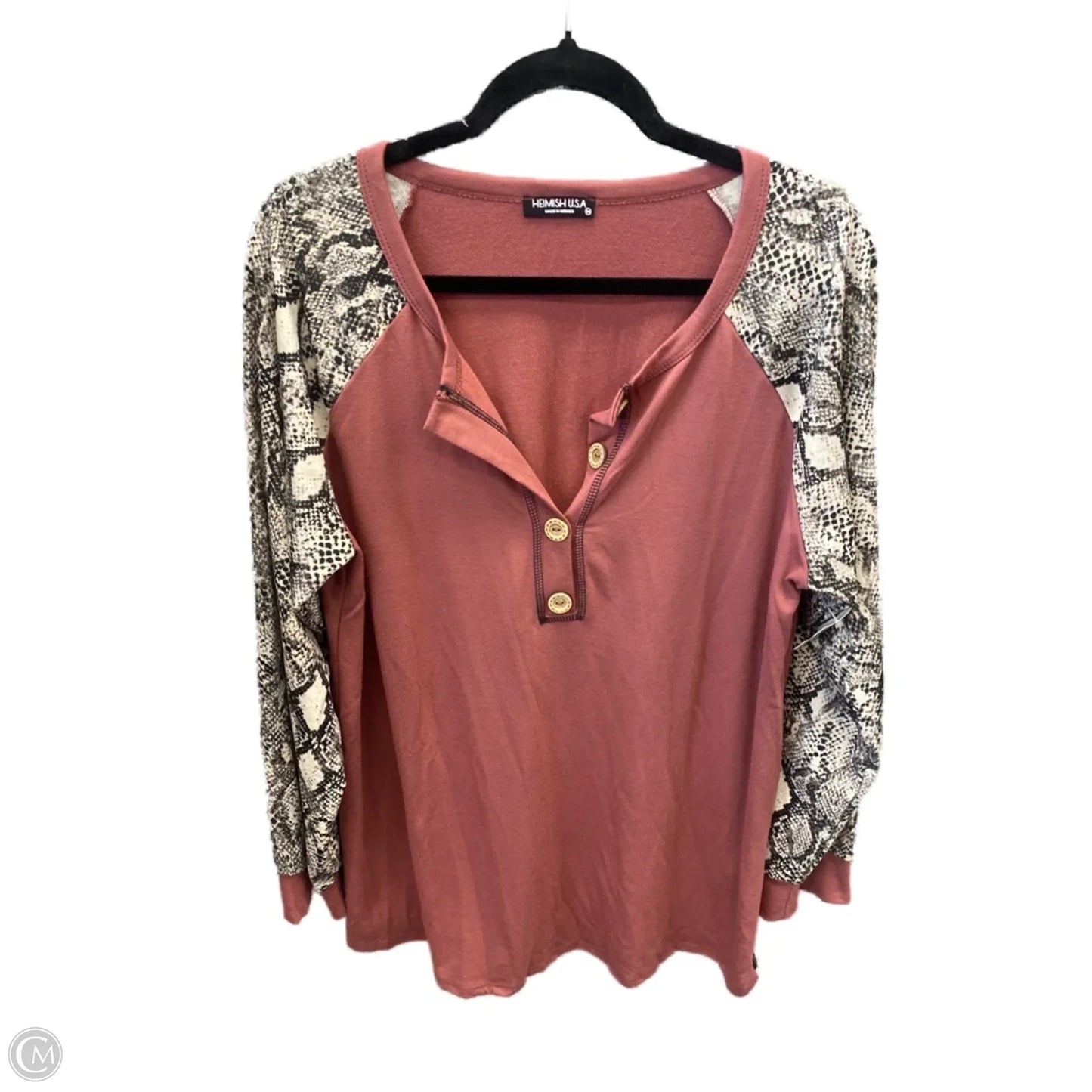Top Long Sleeve By Heimish Usa In Snakeskin Print, Size: 3x
