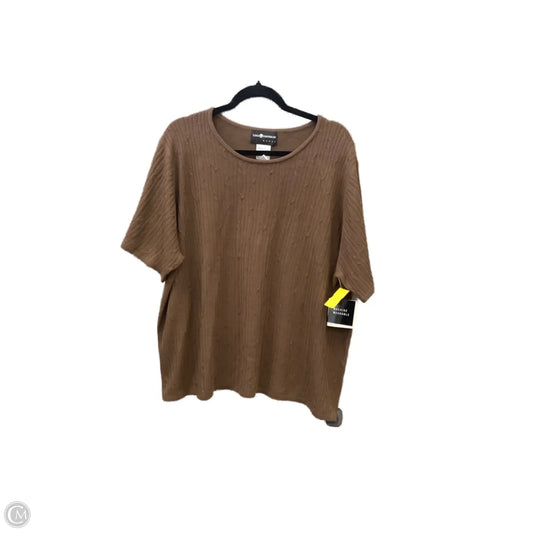 Top Short Sleeve By Sag Harbor In Brown, Size: 3x