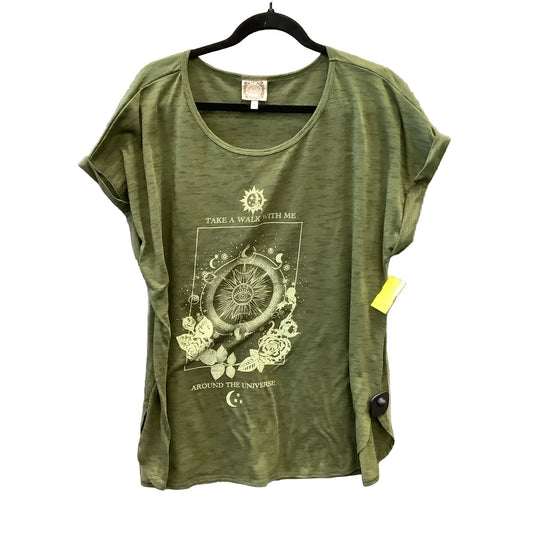 Top Short Sleeve By Tru Self In Green, Size: 2x