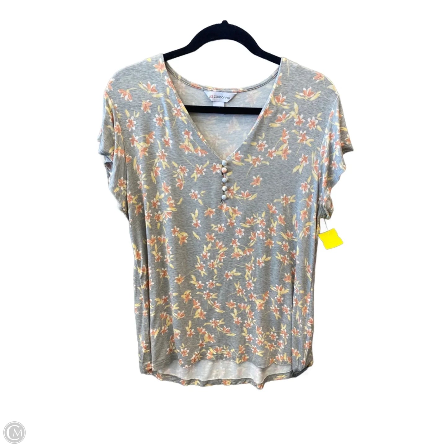 Top Short Sleeve By Liz Claiborne In Grey, Size: L