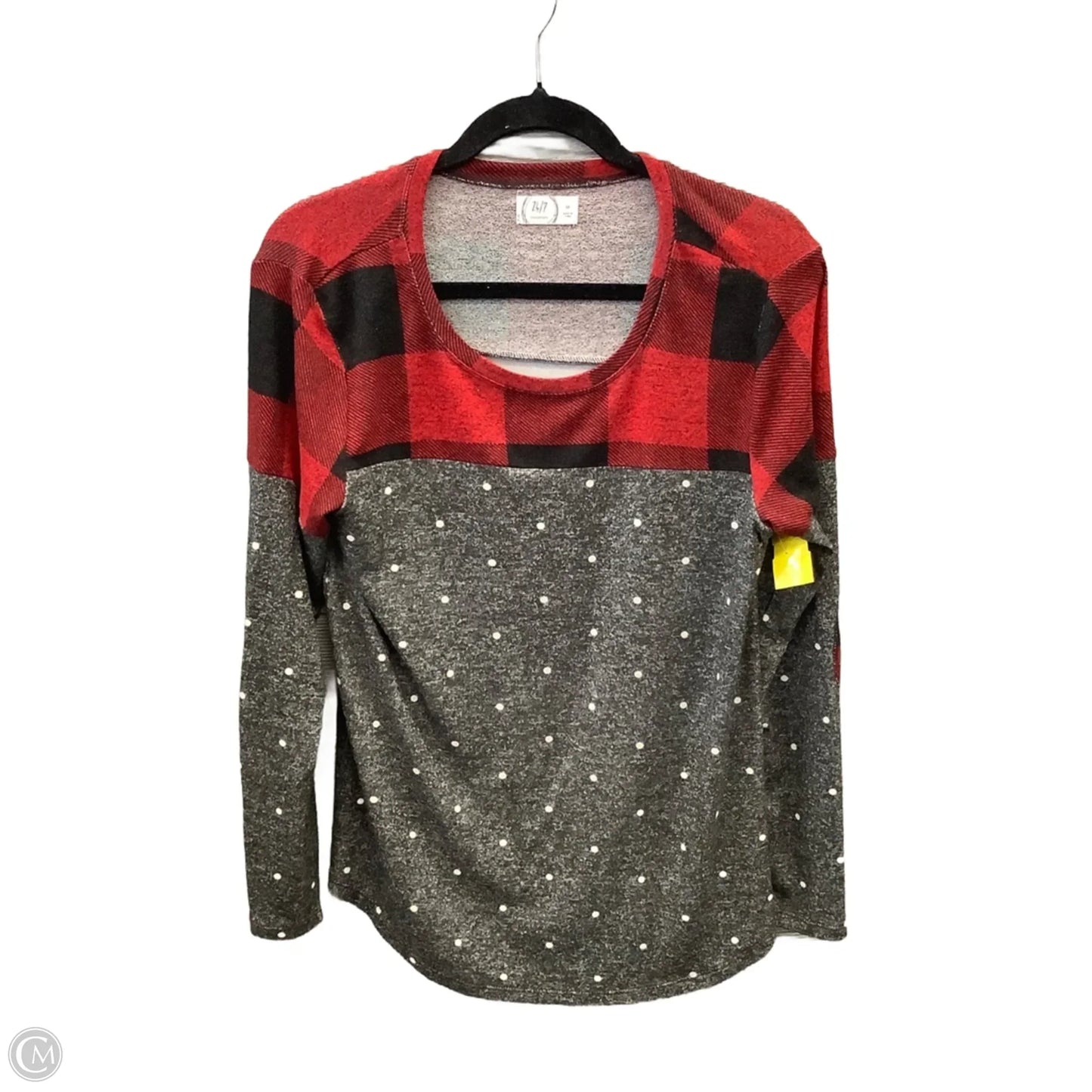 Top Long Sleeve By Maurices In Grey & Red, Size: M