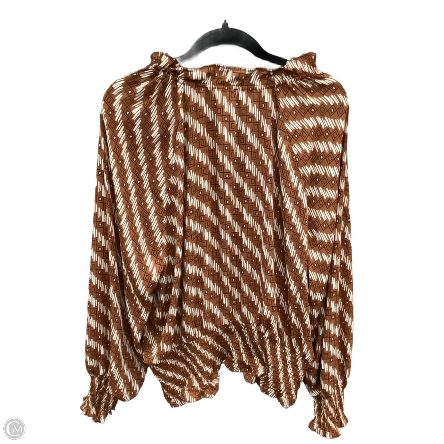 Top Long Sleeve By Worthington In Brown, Size: Xxl
