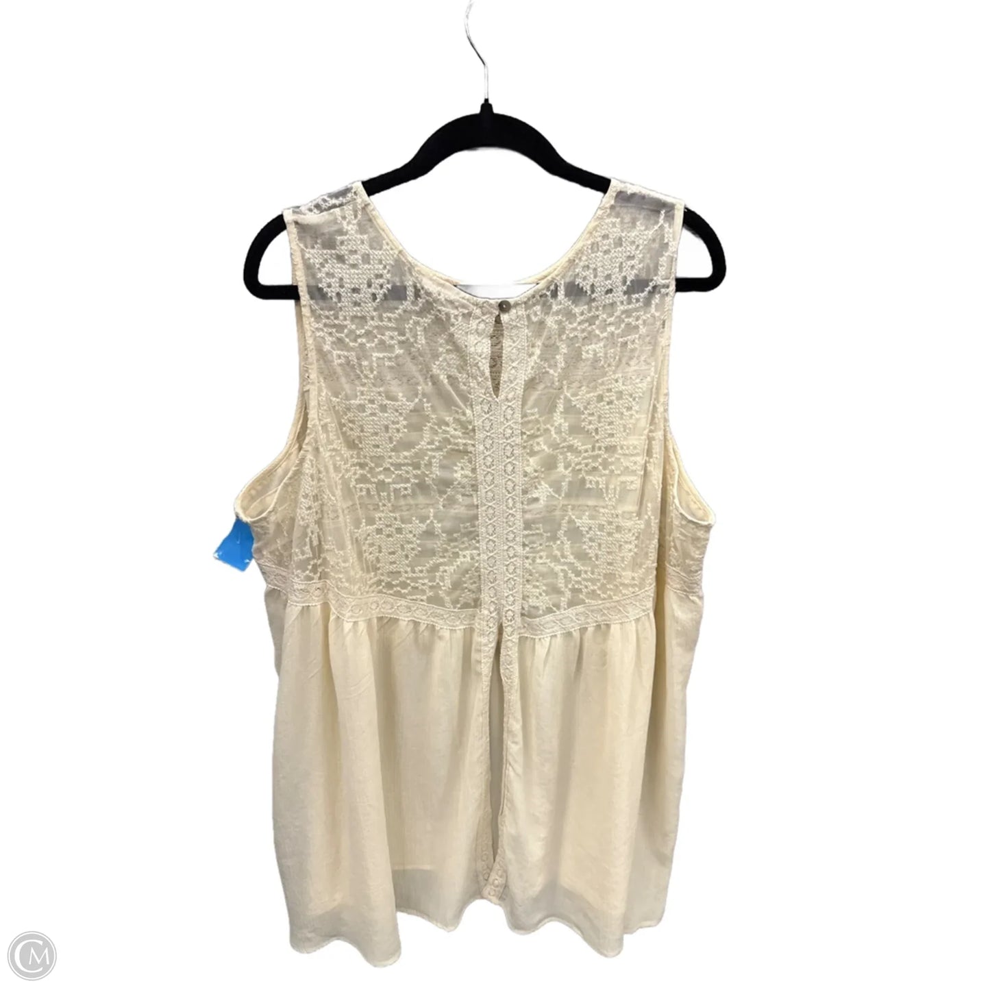 Top Sleeveless By Logo In Cream, Size: 2x