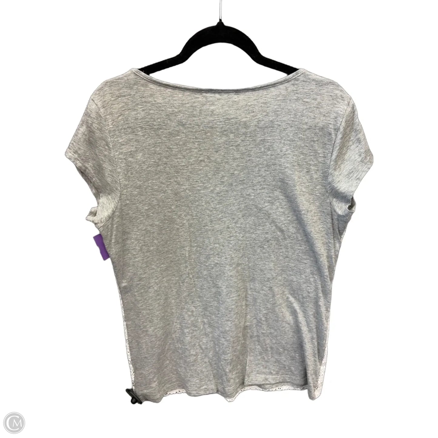 Top Short Sleeve By Liz Claiborne In Grey & White, Size: L