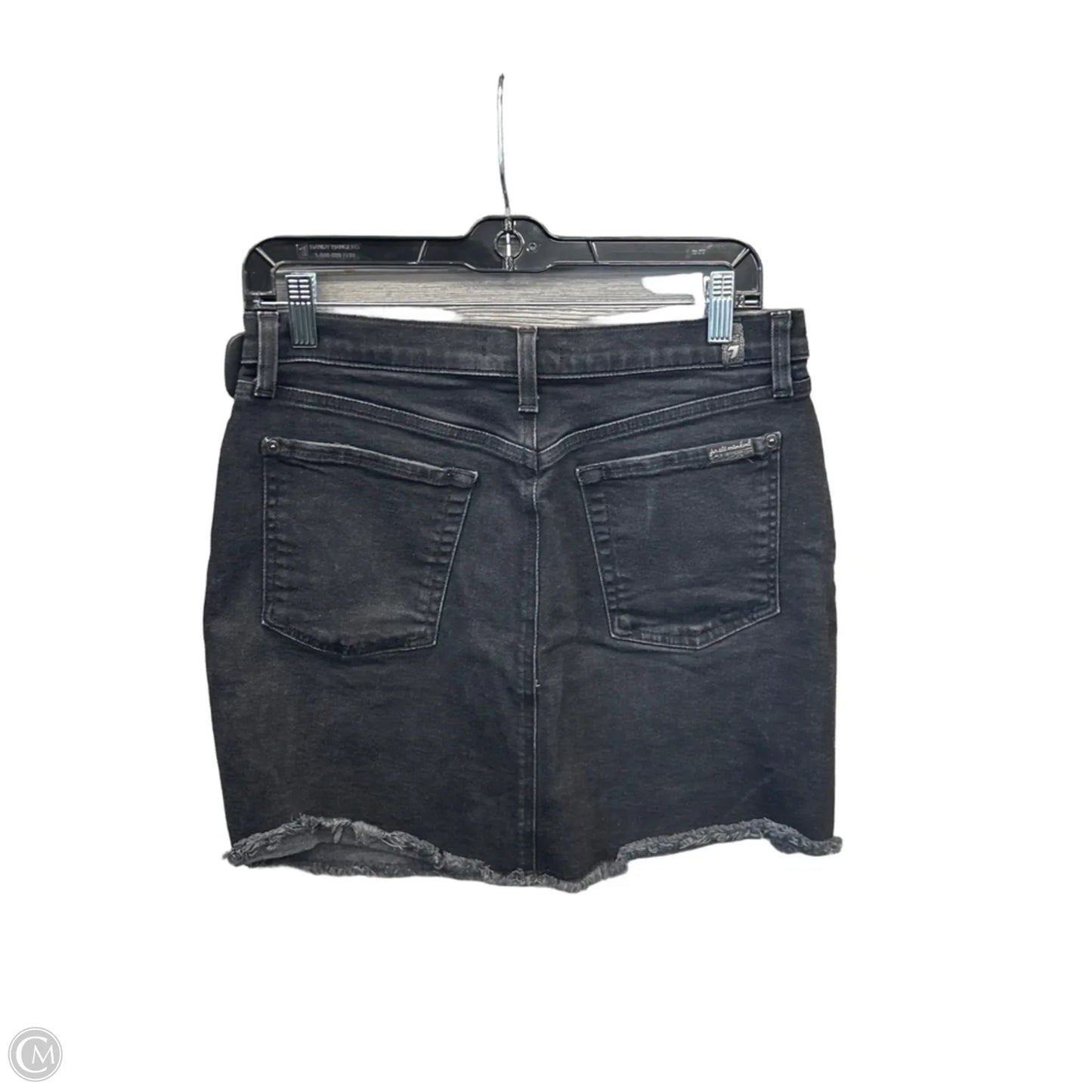 Skirt Midi By 7 For All Mankind In Black Denim, Size: 10