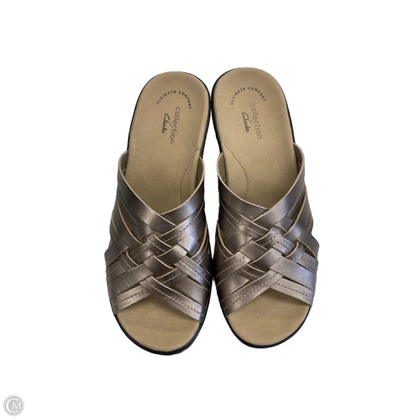 Sandals Flats By Clarks In Silver, Size: 6