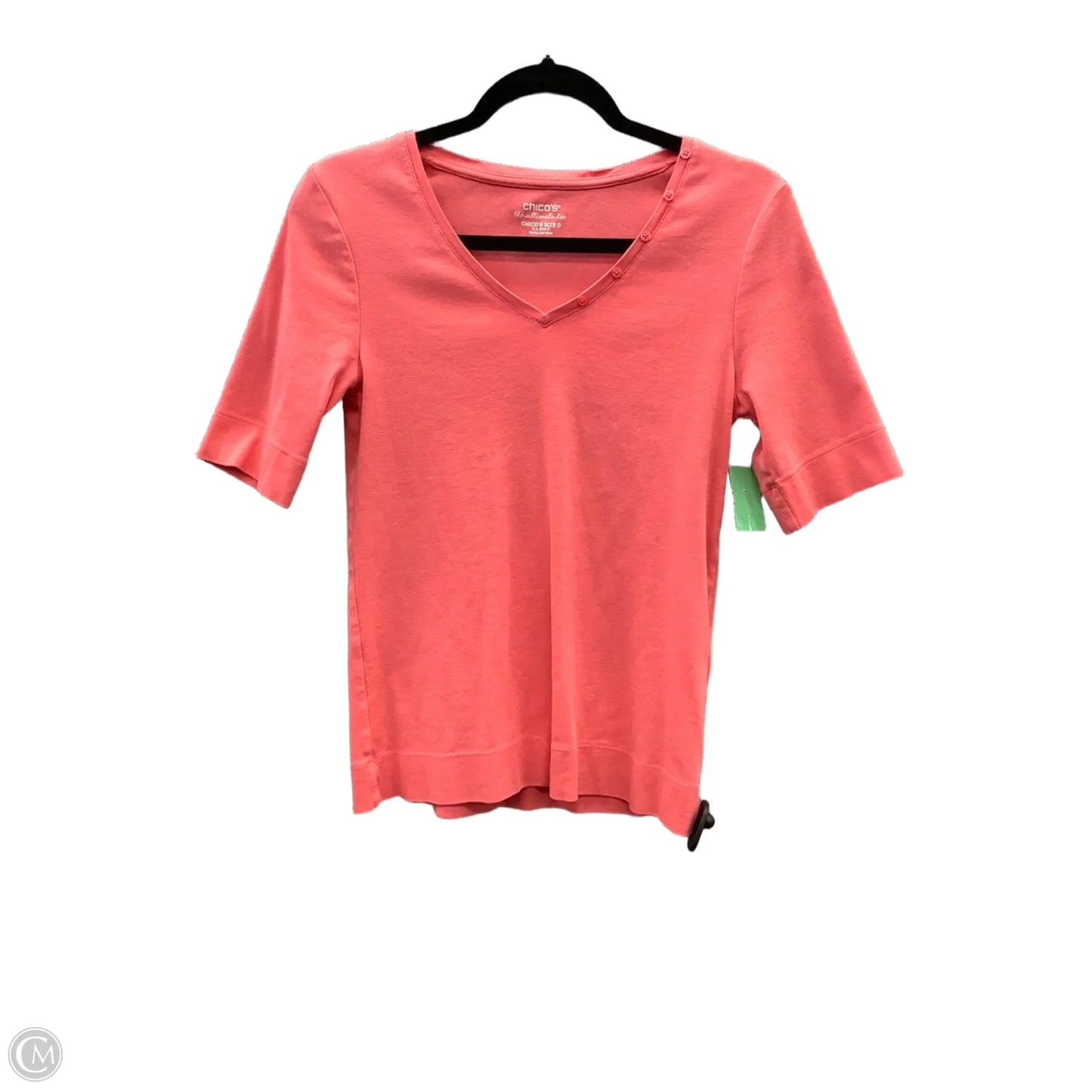 Top Short Sleeve By Chicos In Peach, Size: S