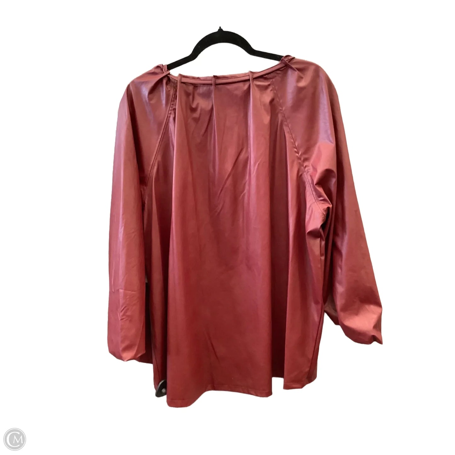 Top Long Sleeve By Terra & Sky In Maroon, Size: 2x