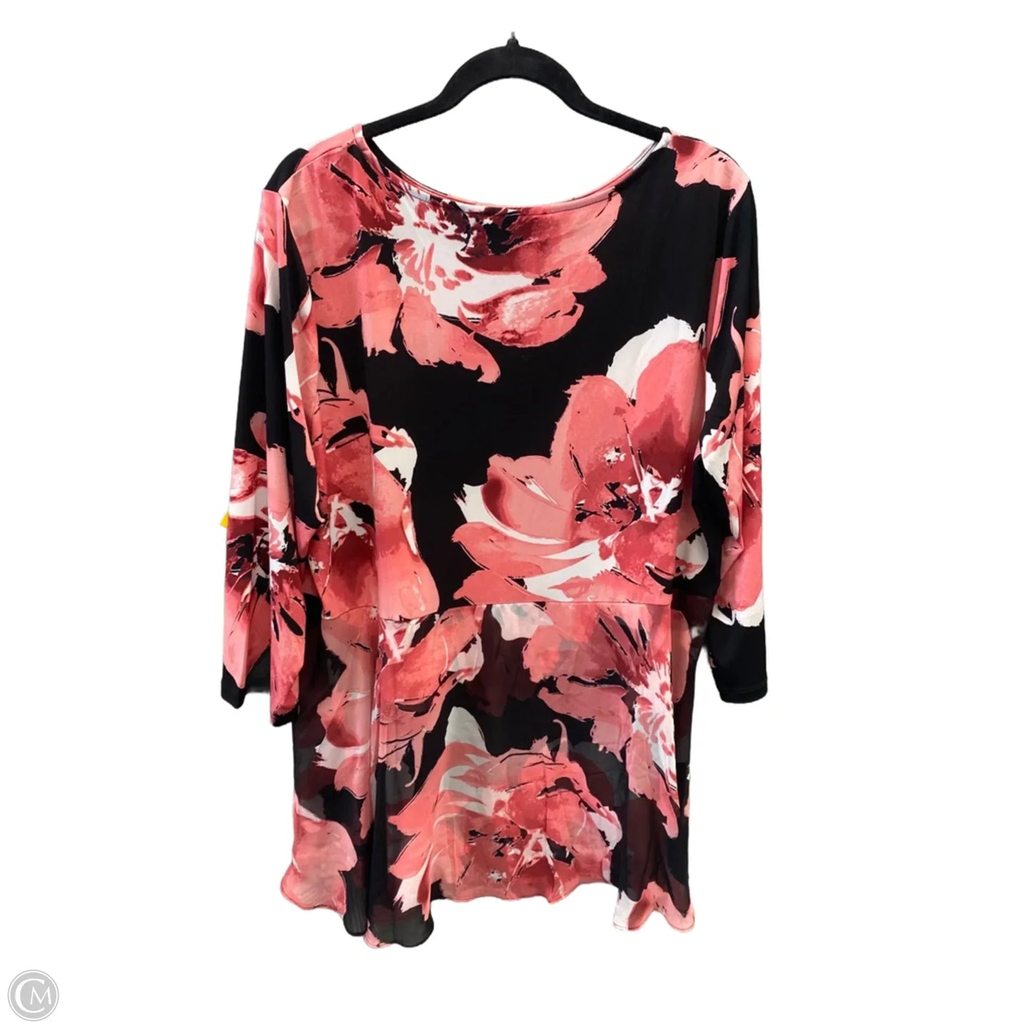 Top Long Sleeve By Susan Graver In Black & Pink, Size: Xl