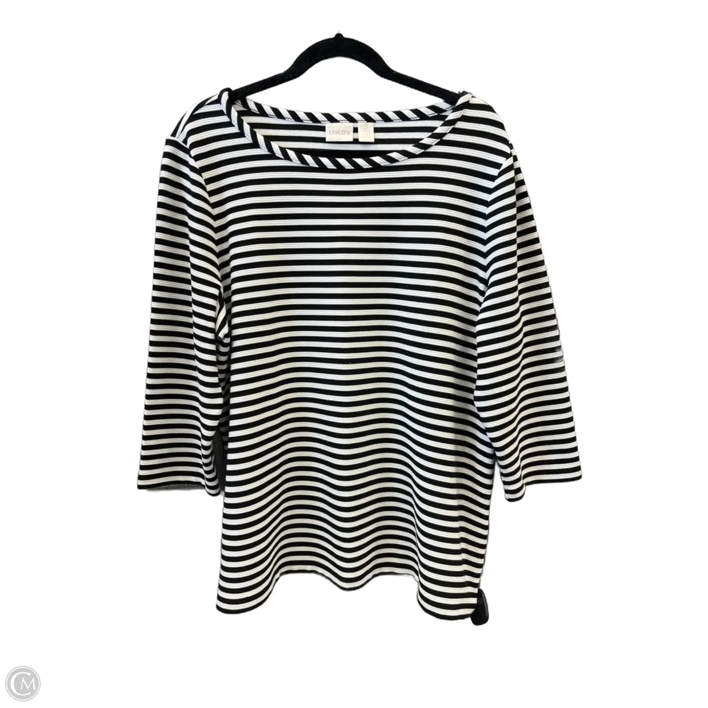 Top Long Sleeve By Chicos In Black & White, Size: Xl