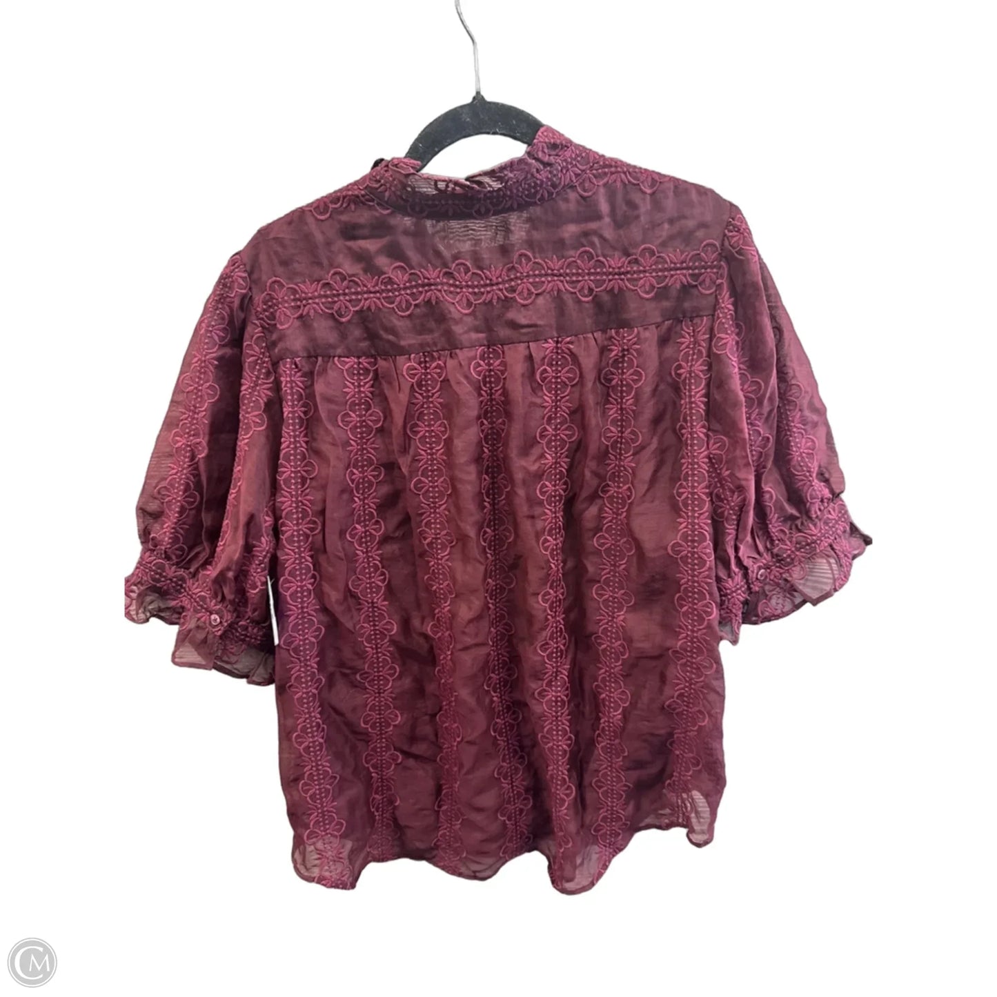 Top Short Sleeve By Ann Taylor In Purple, Size: Xl