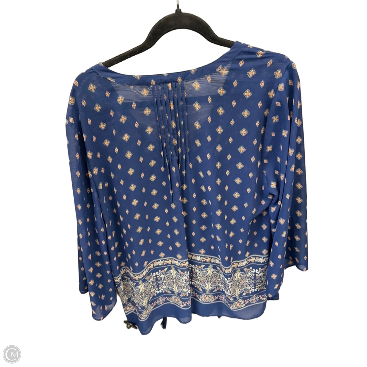 Blouse Long Sleeve By Black Rainn In Blue, Size: Xl