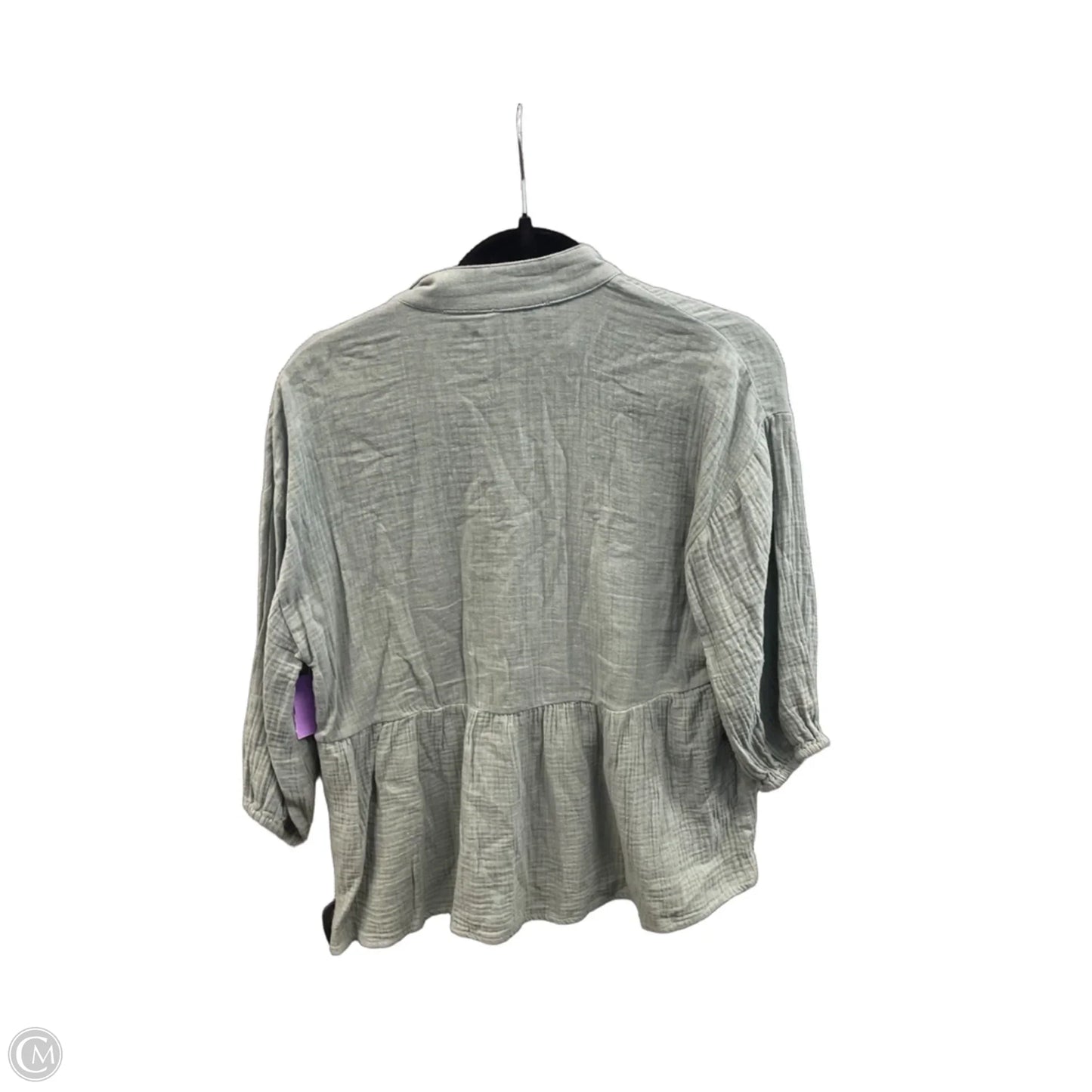 Top 3/4 Sleeve By Polygram In Green, Size: S