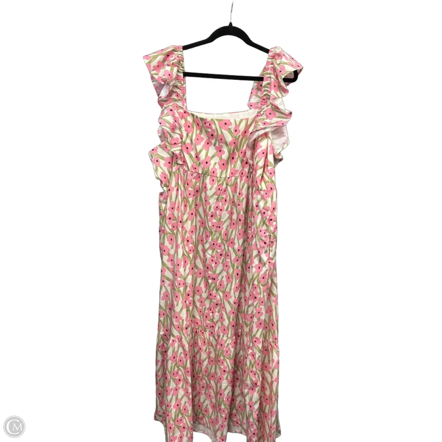 Dress Casual Maxi By Clothes Mentor In Pink & White, Size: 2x
