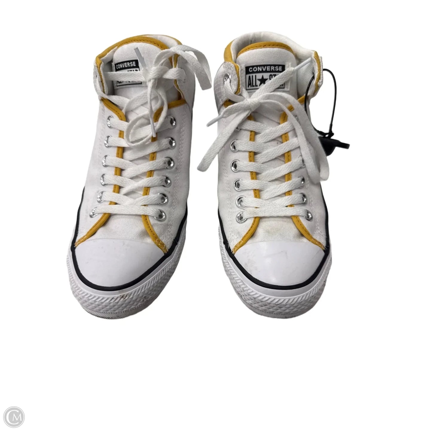 Shoes Sneakers By Nike In White & Yellow, Size: 10