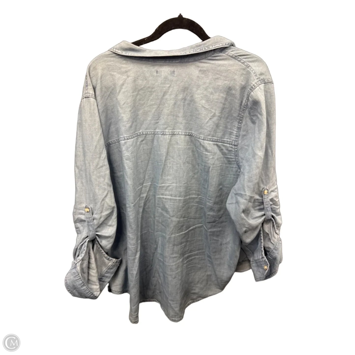 Top 3/4 Sleeve By Falls Creek In Blue Denim, Size: 2x