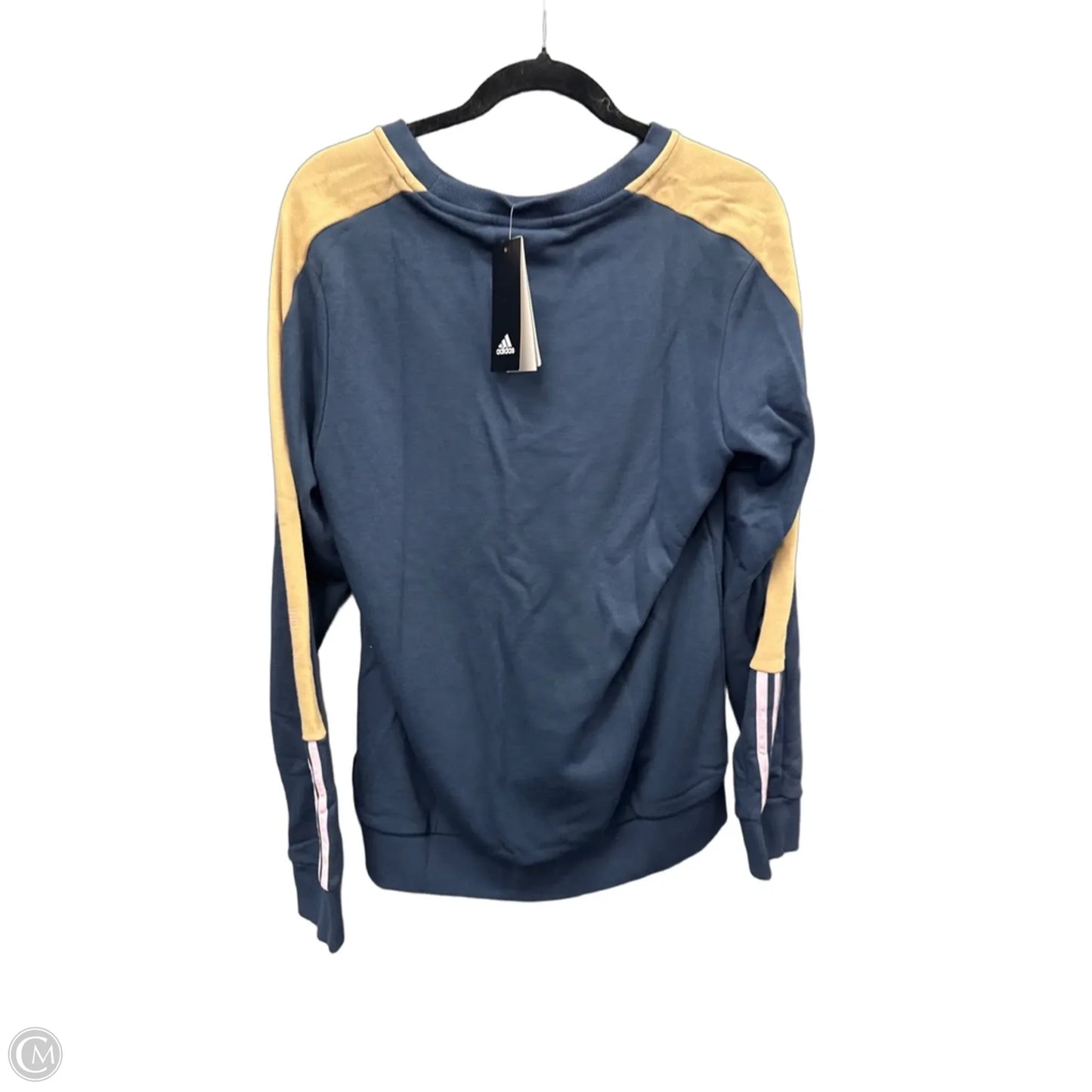 Athletic Sweatshirt Crewneck By Adidas In Blue & Cream, Size: L