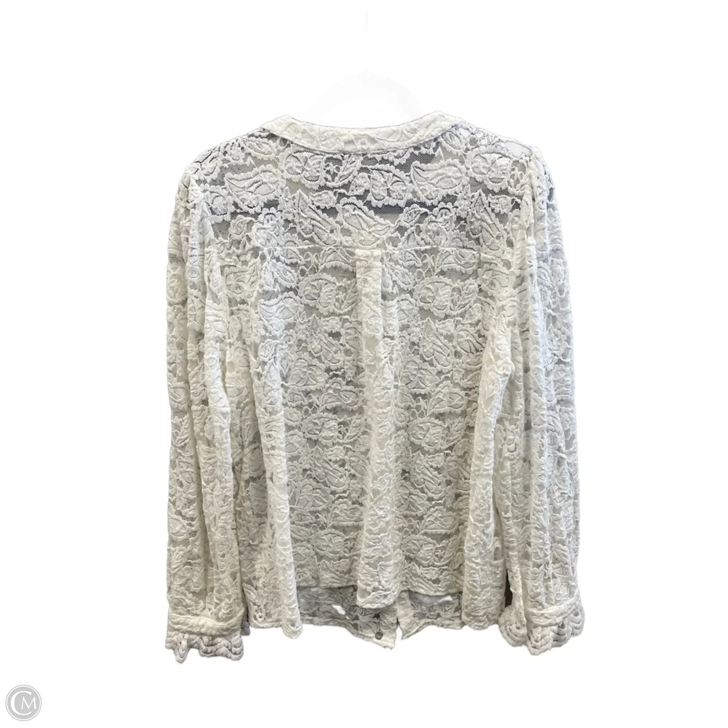 Top Long Sleeve By Clothes Mentor In White, Size: L