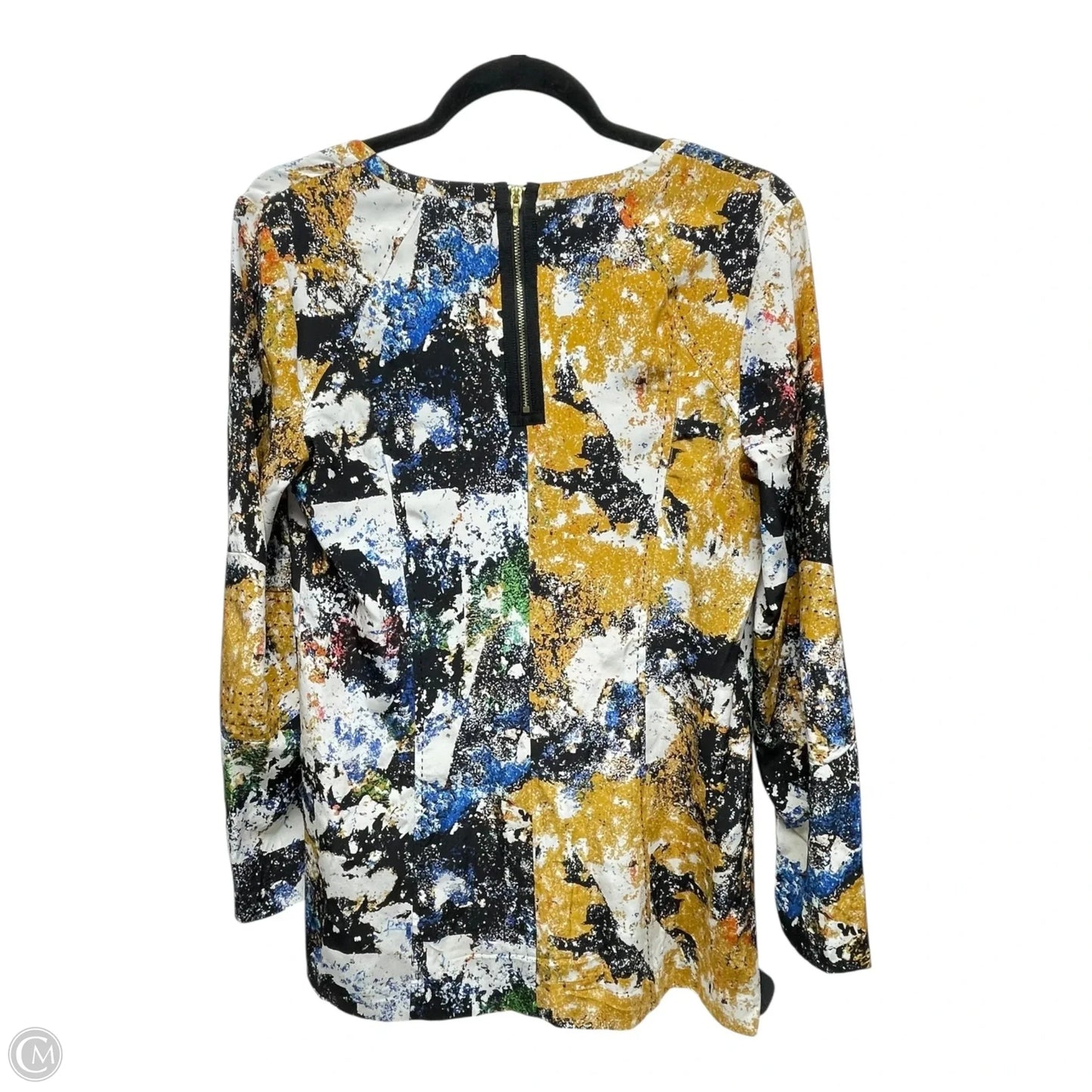 Top Long Sleeve Designer By Tory Burch In Blue & Yellow, Size: 4