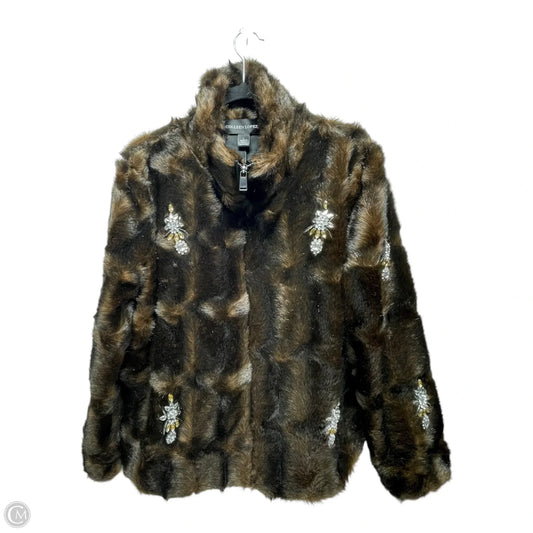 Jacket Faux Fur & Sherpa By Clothes Mentor In Brown, Size: L