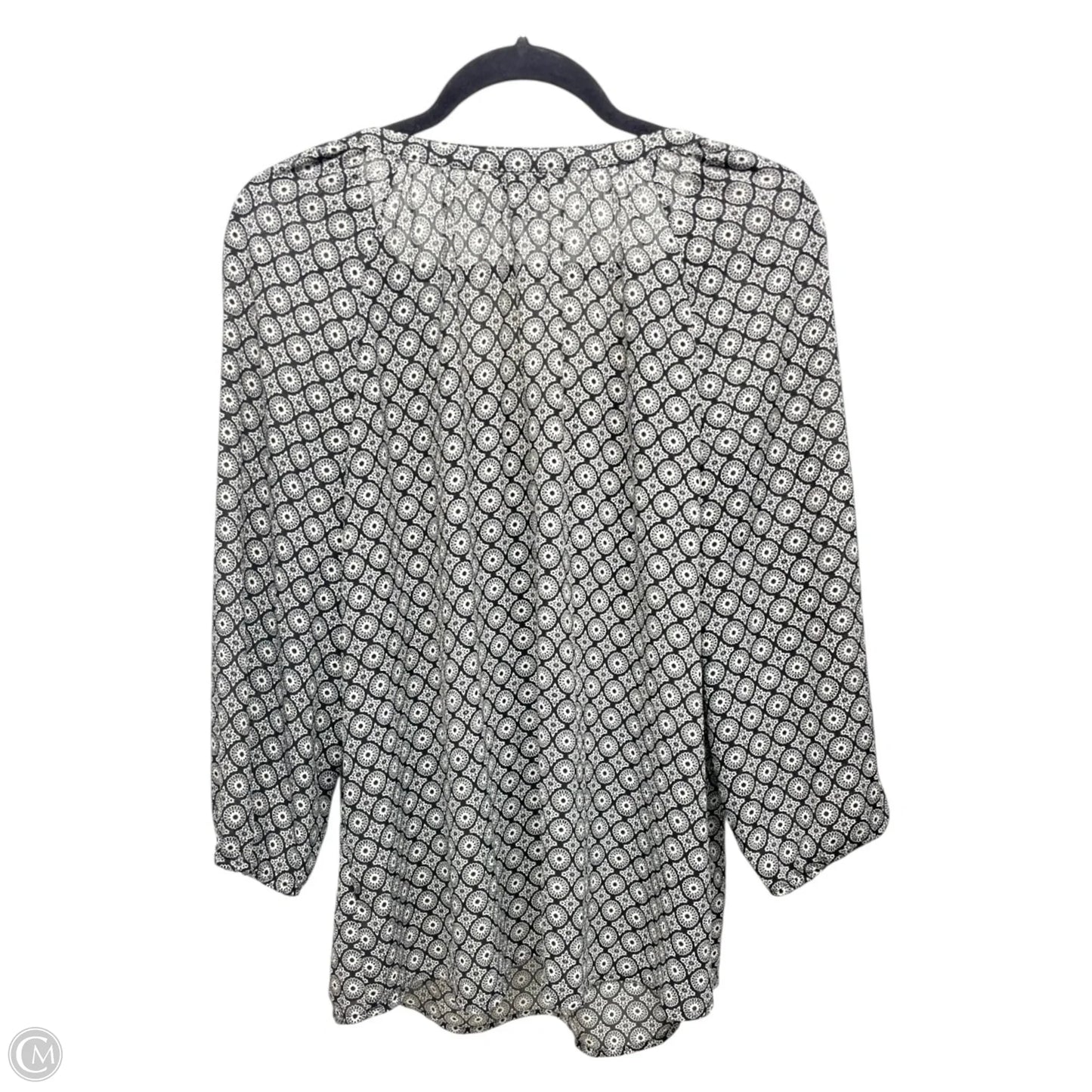 Top 3/4 Sleeve By Croft And Barrow In Black & White, Size: Xl