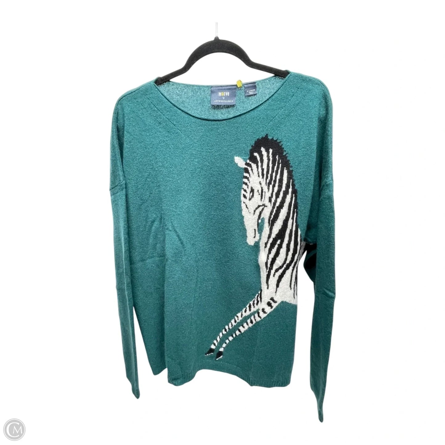 Sweater By Maeve 100% cashmere In Black & Green, Size: Xl