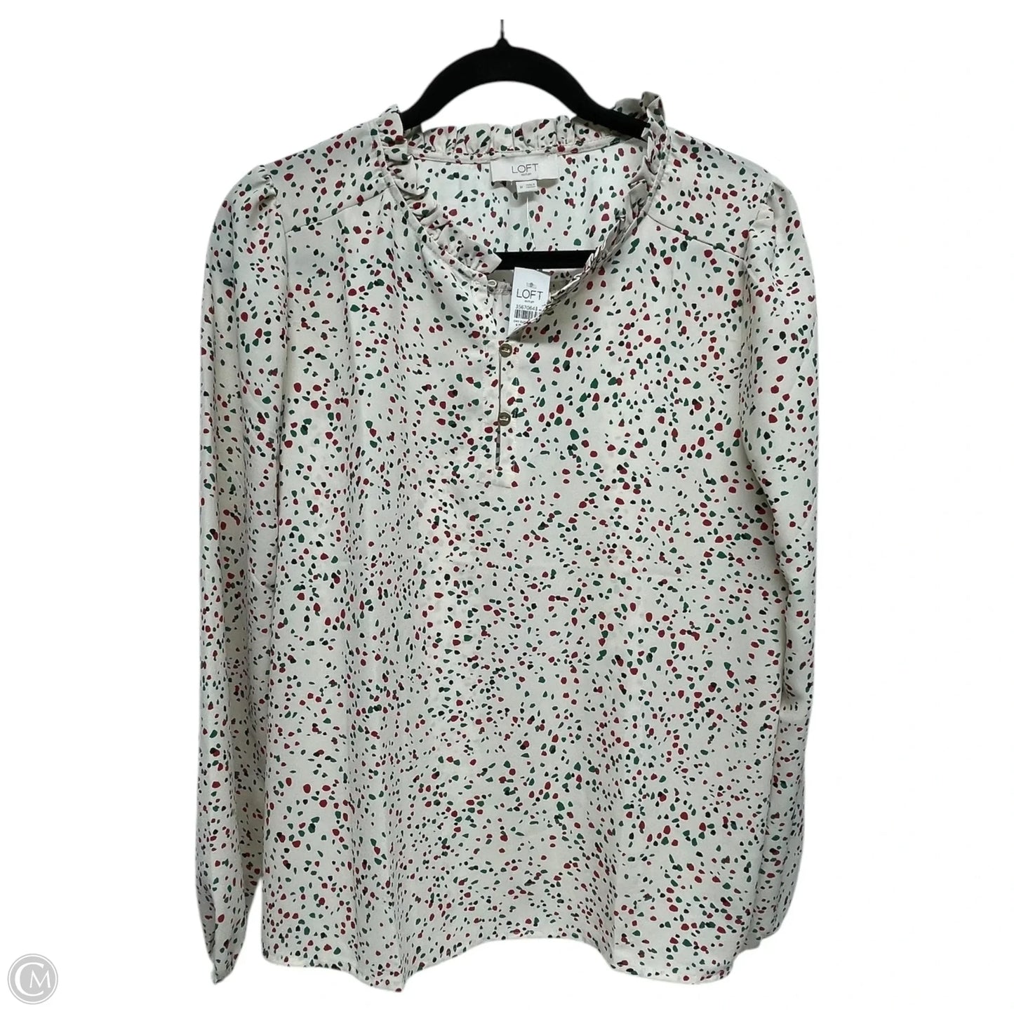 Top Long Sleeve By Loft In Polkadot Pattern, Size: M