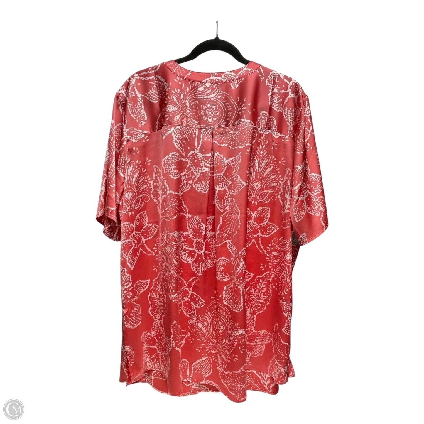 Top Short Sleeve By Breezies In Orange & White, Size: 2x